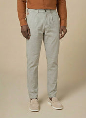 The Duneform, Sand Brown/Grey Linen Blend Trousers, Comfort Fit