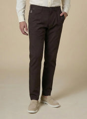 The Terraform, Brown Linen Blend Trousers, Comfort Fit