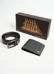 The Frontier Passage Leather Gift Set – Belt & Wallet · Black / Mahogany