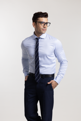 The Non-Iron Professional Blue Dress Shirt with Semi Cut Away Collar & Crisp Structure, Comfort Fit