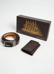 The Heirloom Leather Gift Set – Belt & Wallet · Mahogany / Dark Brown