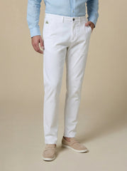 The Airway, White Linen Blend Trousers, Comfort Fit