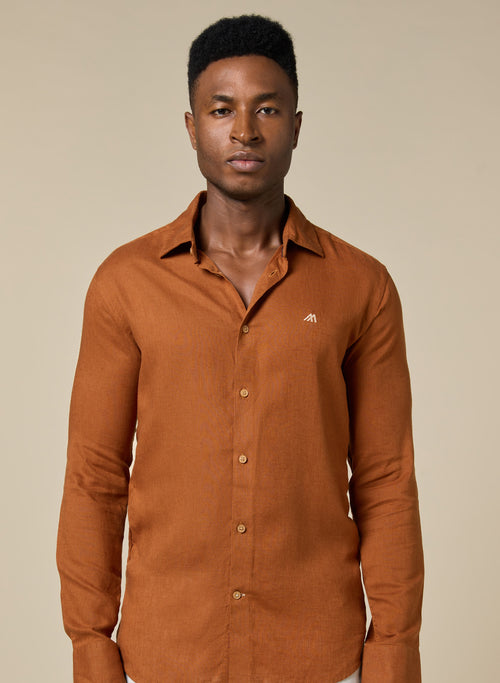 The Desert Warmth Rust Lyocell Shirt with Earthy Softness, Comfort Fit