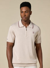 The Soft Sand – Cotton Polo with Quarter-Zip, Comfort Fit