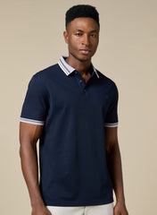 The Stillwater Polo –  Dark Blue Lyocell Blend Polo, Comfort Fit