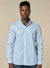 The Coastal Cool Sea Blue Non-Iron 120s Royal Oxford Shirt with Lightweight Feel, Slim Fit