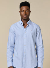 The Airy Pinstripe Sky Blue Oxford Shirt with Soft, Light Texture, Slim Fit