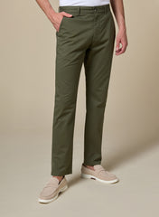The Earthway, Olive Green Stretch Twill Chinos, Comfort Fit