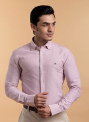 The Earthy Stripe Rust Oxford Shirt with Warm, Natural Tones, Slim Fit