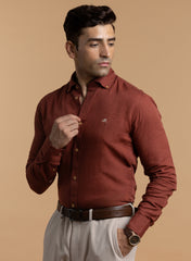 The Vibrant Pop Rust Red Linen Shirt with Bold Color Energy, Comfort Fit
