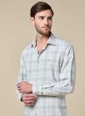 The Sage Check –  Green Cotton Checks Shirt, Comfort Fit