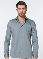 The Misty Bamboo Grey Shirt with Gentle Comfort, Slim Fit