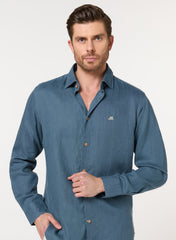 The Breakwater, Teal Linen Shirt, Comfort Fit