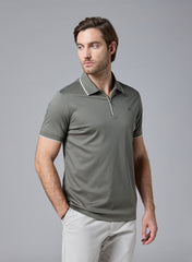 The Seacliff, Olive Cotton Zipper Polo, Comfort Fit