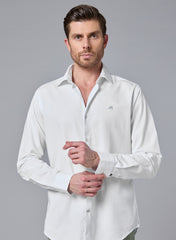 The Luminous Twill White Shirt with Silky Sheen, Slim Fit