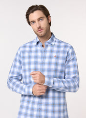 The Woven Herringbone Light Blue Shirt with Subtle Textured Feel, Slim Fit