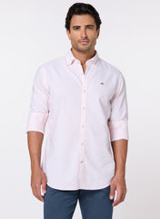 The Sunny Stripe Light Orange Oxford Shirt with Crisp Lines, Slim Fit