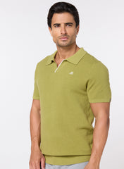 The Ripe Kiwi – Kiwi Green Cotton V-Neck Polo, Comfort Fit