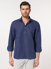 The Watercolor Wash Mirage Blue Linen Shirt with Soft Color Flow, Comfort Fit
