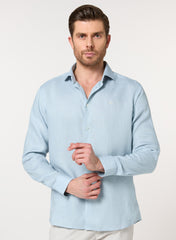 The Ocean Mist Sea Green Easy Care Linen Shirt with Fresh Texture, Comfort Fit