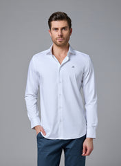 The Silky Bamboo White Shirt with Natural Softness, Slim Fit